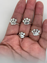 Load image into Gallery viewer, Customized Sterling Silver Paw Name Ring