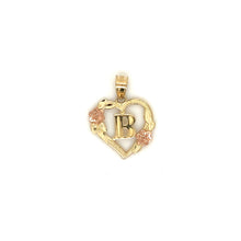 Load image into Gallery viewer, 14k Gold Heart Letter with Flowers Pendant .