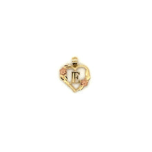 Load image into Gallery viewer, 14k Gold Heart Letter with Flowers Pendant .