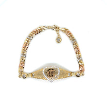 Load image into Gallery viewer, 14k Tri Gold "15 years" Heart Bracelet .