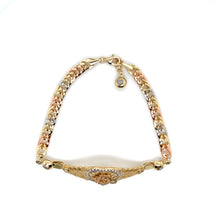 Load image into Gallery viewer, 14k Tri Gold "15 years" Heart Bracelet .