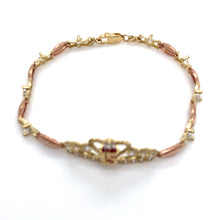 Load image into Gallery viewer, 14k Tri Gold "15 years" Crown Bracelet .