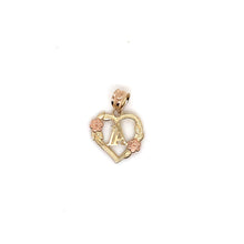 Load image into Gallery viewer, 14k Gold Heart Letter with Flowers Pendant .
