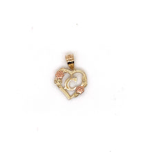 Load image into Gallery viewer, 14k Gold Heart Letter with Flowers Pendant .