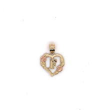 Load image into Gallery viewer, 14k Gold Heart Letter with Flowers Pendant .