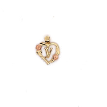 Load image into Gallery viewer, 14k Gold Heart Letter with Flowers Pendant .