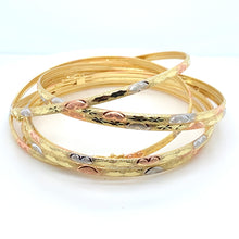 Load image into Gallery viewer, 14k Tri Gold 7 Day Slip-On Heart Bangles