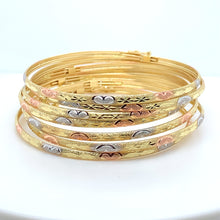 Load image into Gallery viewer, 14k Tri Gold 7 Day Slip-On Heart Bangles