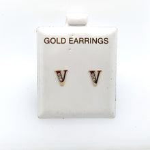 Load image into Gallery viewer, 14k Gold Stud Letter with Cubic Zirconia Studs
