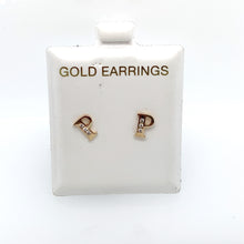 Load image into Gallery viewer, 14k Gold Stud Letter with Cubic Zirconia Studs