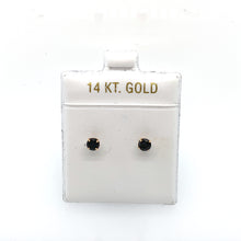 Load image into Gallery viewer, 14k Gold Black Round Cubic Zirconia Stud Earrings