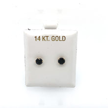 Load image into Gallery viewer, 14k Gold Black Round Cubic Zirconia Stud Earrings