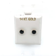 Load image into Gallery viewer, 14k Gold Black Round Cubic Zirconia Stud Earrings