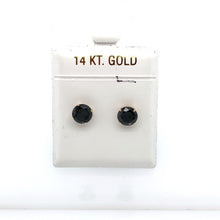 Load image into Gallery viewer, 14k Gold Black Round Cubic Zirconia Stud Earrings