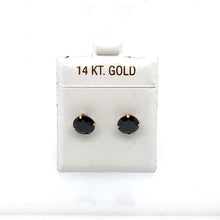 Load image into Gallery viewer, 14k Gold Black Round Cubic Zirconia Stud Earrings