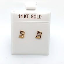 Load image into Gallery viewer, 14k Gold Stud Letter with Cubic Zirconia Studs