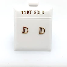 Load image into Gallery viewer, 14k Gold Stud Letter with Cubic Zirconia Studs