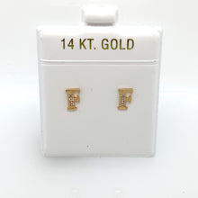Load image into Gallery viewer, 14k Gold Stud Letter with Cubic Zirconia Studs