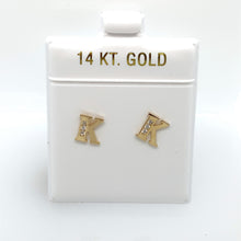 Load image into Gallery viewer, 14k Gold Stud Letter with Cubic Zirconia Studs