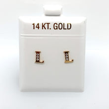 Load image into Gallery viewer, 14k Gold Stud Letter with Cubic Zirconia Studs