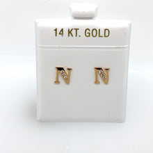 Load image into Gallery viewer, 14k Gold Stud Letter with Cubic Zirconia Studs