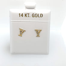 Load image into Gallery viewer, 14k Gold Stud Letter with Cubic Zirconia Studs