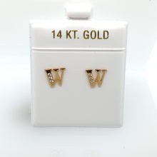 Load image into Gallery viewer, 14k Gold Stud Letter with Cubic Zirconia Studs