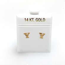 Load image into Gallery viewer, 14k Gold Stud Letter Studs