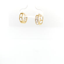 Load image into Gallery viewer, 10k Gold Clear Cubic Zirconia Huggies .