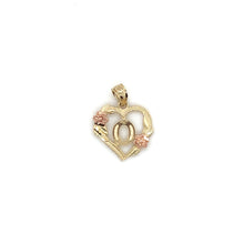 Load image into Gallery viewer, 10K Gold Letter Heart and Roses Pendant