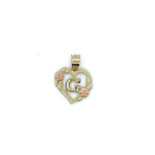 Load image into Gallery viewer, 10K Gold Letter Heart and Roses Pendant