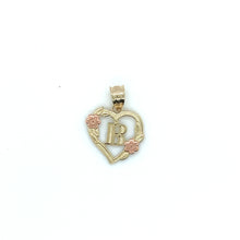 Load image into Gallery viewer, 10K Gold Letter Heart and Roses Pendant