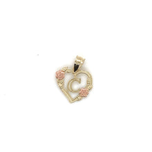 Load image into Gallery viewer, 10K Gold Letter Heart and Roses Pendant