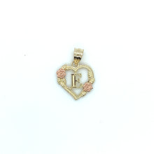 Load image into Gallery viewer, 10K Gold Letter Heart and Roses Pendant