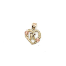Load image into Gallery viewer, 10K Gold Letter Heart and Roses Pendant