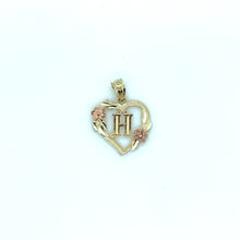 Load image into Gallery viewer, 10K Gold Letter Heart and Roses Pendant