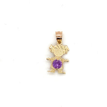 Load image into Gallery viewer, 14k Gold Girl Birthstone Cz Pendant