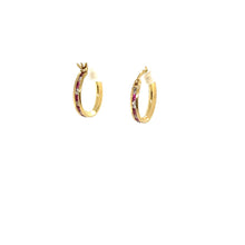 Load image into Gallery viewer, 10k Gold Red Round Huggies .