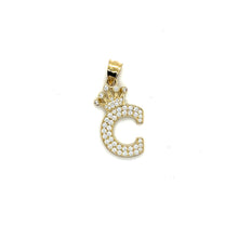 Load image into Gallery viewer, 10k Gold Crown Letter Pendant