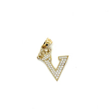 Load image into Gallery viewer, 14k Gold Crown Letter Pendant .