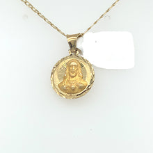 Load image into Gallery viewer, 14K Gold Sacred Heart and Our Lady of Guadalupe Double Sided Pendant