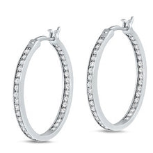 Load image into Gallery viewer, Channel Set Inside/Outside CZ Earrings