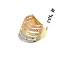 Load image into Gallery viewer, 14K Tri Gold Row Ring