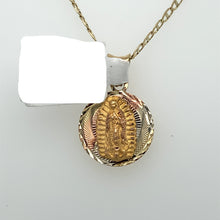 Load image into Gallery viewer, 14K Gold Sacred Heart and Our Lady of Guadalupe Double Sided Pendant