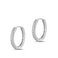 Load image into Gallery viewer, Silver CZ Huggie Hoops
