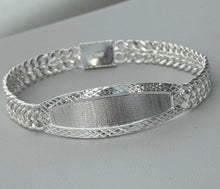 Load image into Gallery viewer, Sterling Silver 2 Row Curb 8" Diamond Cut Border 16mm Bracelet