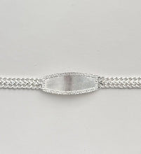 Load image into Gallery viewer, Sterling Silver 2 Row Curb Diamond Cut ID with CZ around 16mm Bracelet