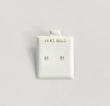 Load image into Gallery viewer, 14k Gold Square Clear Cubic Zirconia Silicone Push-back Stud Earrings