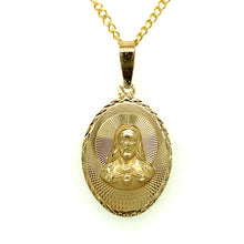 Load image into Gallery viewer, 10K Gold Sacred Heart and Our Lady of Guadalupe Double Sided Pendant .