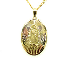 Load image into Gallery viewer, 10K Gold Sacred Heart and Our Lady of Guadalupe Double Sided Pendant .